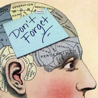 Image of a person's head with sticky note over it reading "Don't Forget"