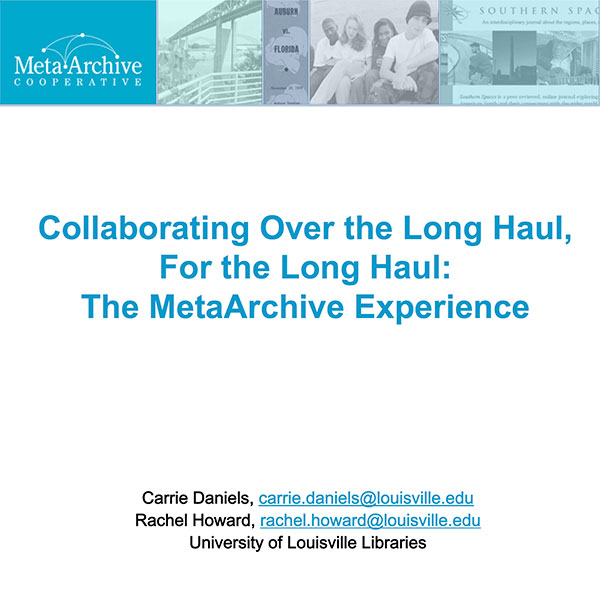 Collaborating Over the Long Haul, for the Long Haul: The MetaArchive Experience