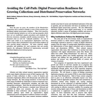 Avoiding the Calf-Path: Digital Preservation Readiness for Growing Collections and Distributed Preservation Networks